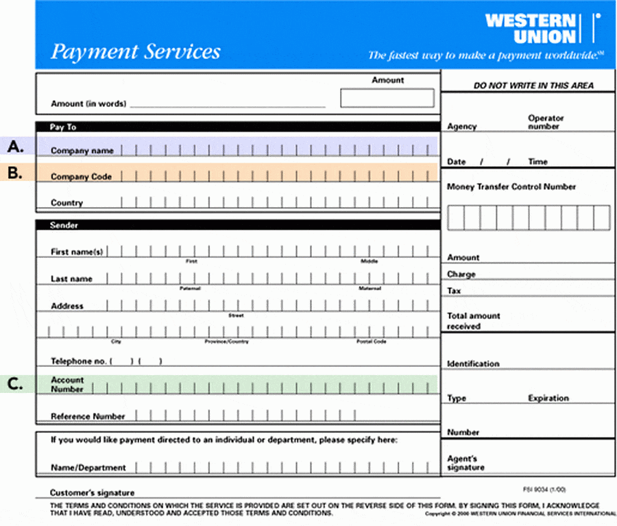 Western Union formular